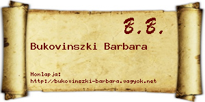 Bukovinszki Barbara névjegykártya